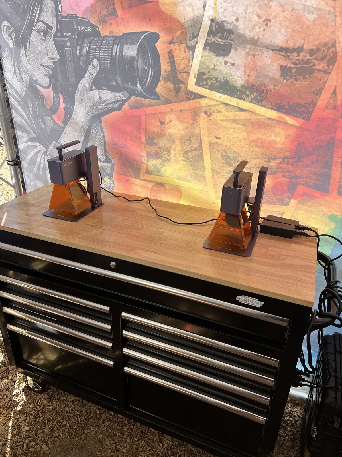 Merch Troop live printing — fresh prints off the platen
